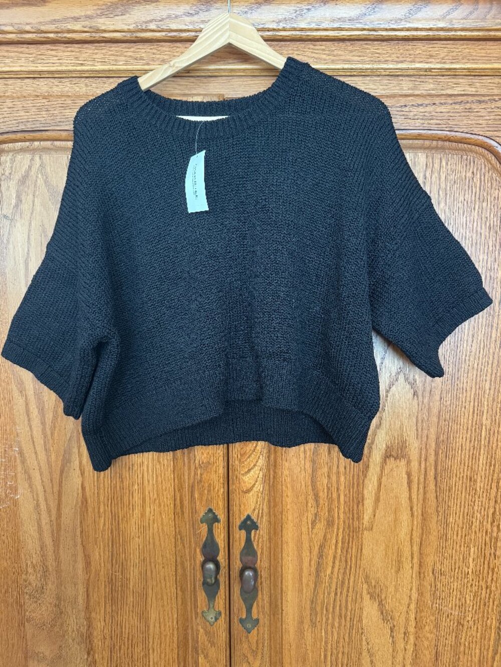 Banana Republic Black Cropped Crewneck Sweater